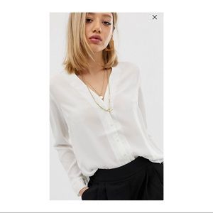Asos petite long sleeve v neck blouse